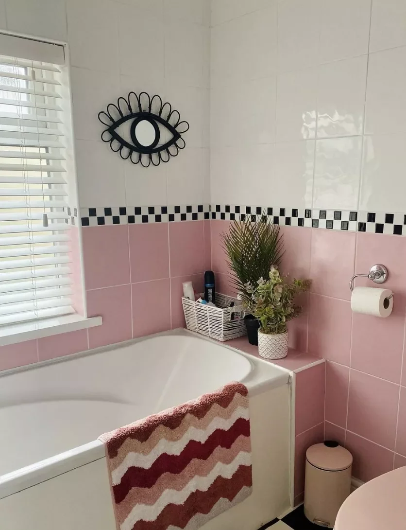 40 Stunning Pink Bathroom Ideas That Balance Playfulness with Elegance 6 Choose Checkers