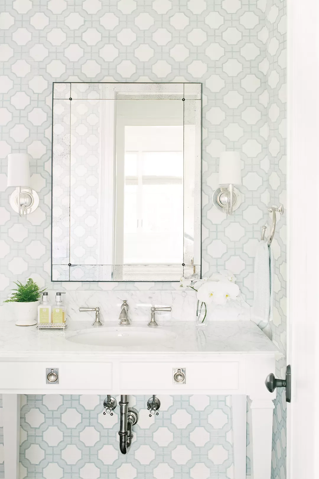 43 Stunning Powder Room Design Ideas to Transform Your Half Bath 39 Choose Cool Tones