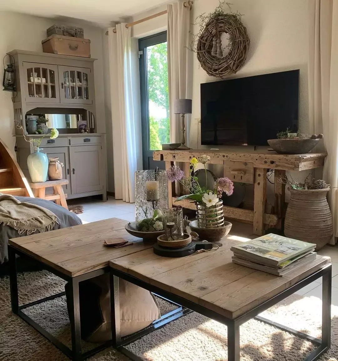 40 Cozy Country Living Room Ideas That Create Instant Warmth 2 Choose Wood Furniture