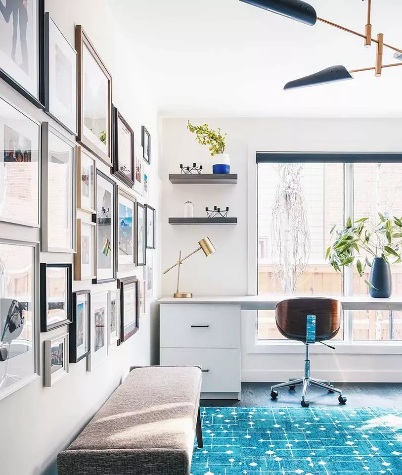 67 Stylish Modern Home Office Ideas That Make Working From Home a Joy Choose a Colorful Rug