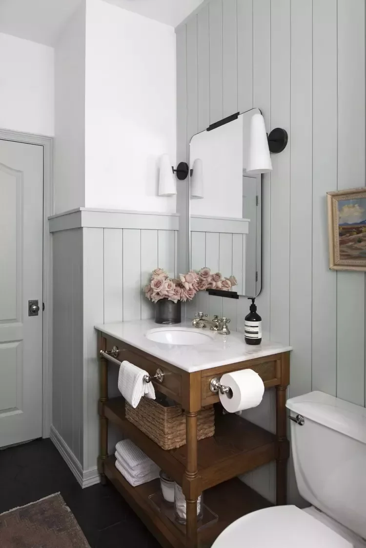 30 Rustic Bathroom Ideas That'll Give You Serious Country Cottage Vibes 20 Choose a Soft Color Palette