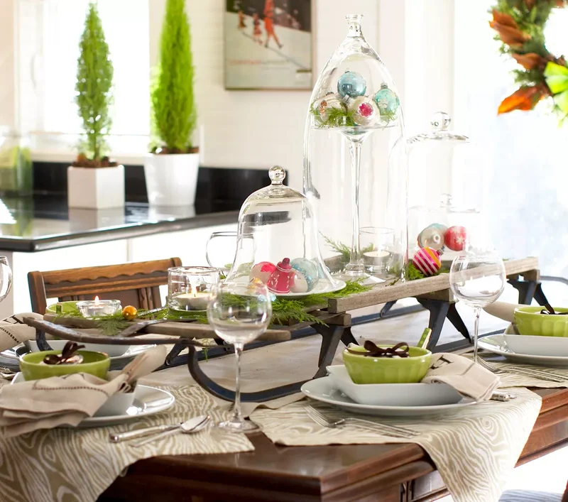 Christmas Table Sled Centerpiece