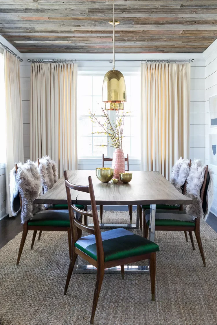 98 Stunning Dining Room Ideas to Transform Your Entertainment Space Clad the Ceiling in Wood
