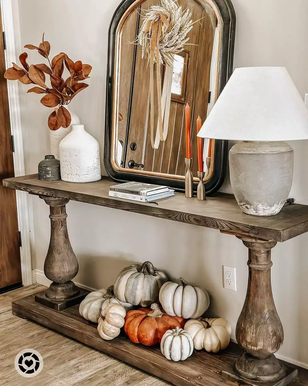 50 Stunning Fall Decorating Ideas That'll Make Your Home Feel Like Autumn Magic 36 Classic Mirror and Wreath Combo