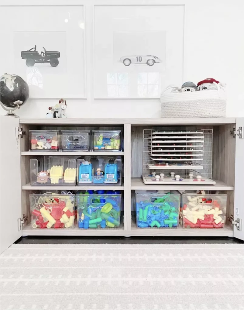 Clear Bins in a Cabinet