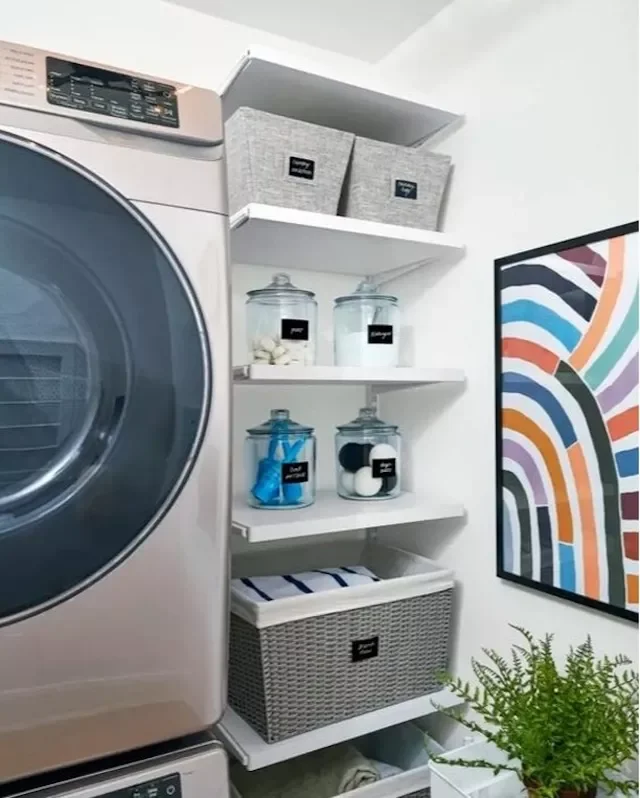 42 Brilliant Laundry Room Organization Solutions to Try This Season Clear Lidded Canisters
