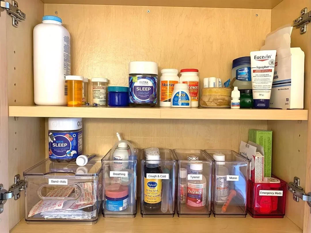 11 Smart Ways to Organize Your Medicine Collection Clear and Red Organizer Bins