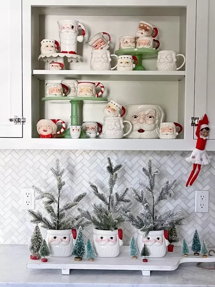 32 Stunning Christmas Wall Decorating Ideas to Transform Your Home Into a Holiday Haven 6 Collection of Santa Mugs