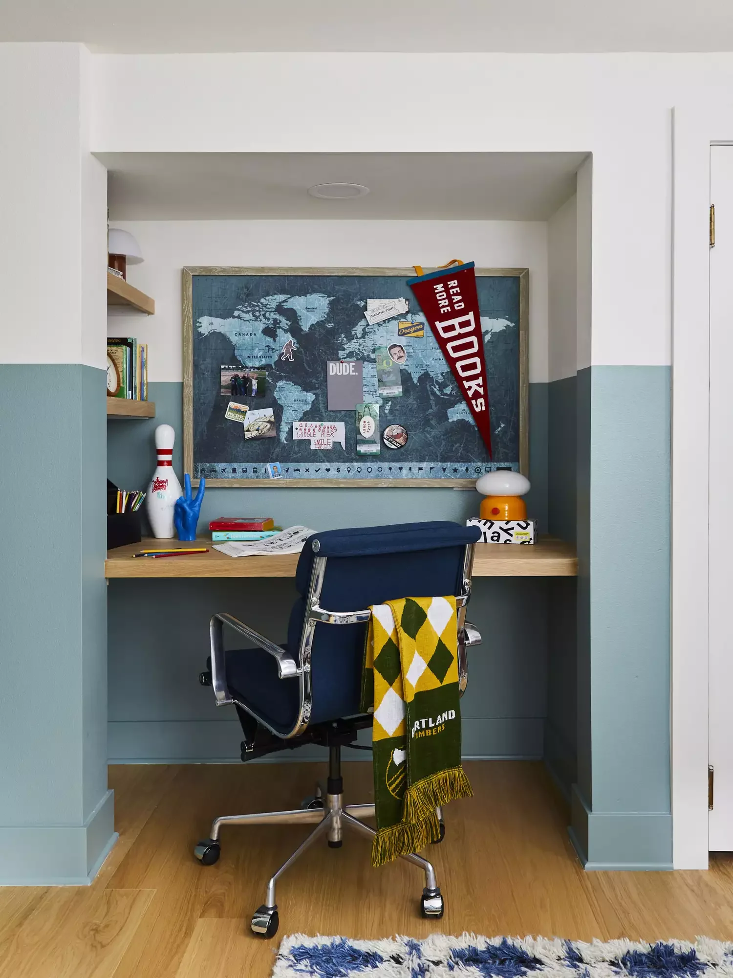 32 Stunning Green Accent Wall Ideas That'll Transform Your Space 10 Color Blocked Blue-Green Accent Wall