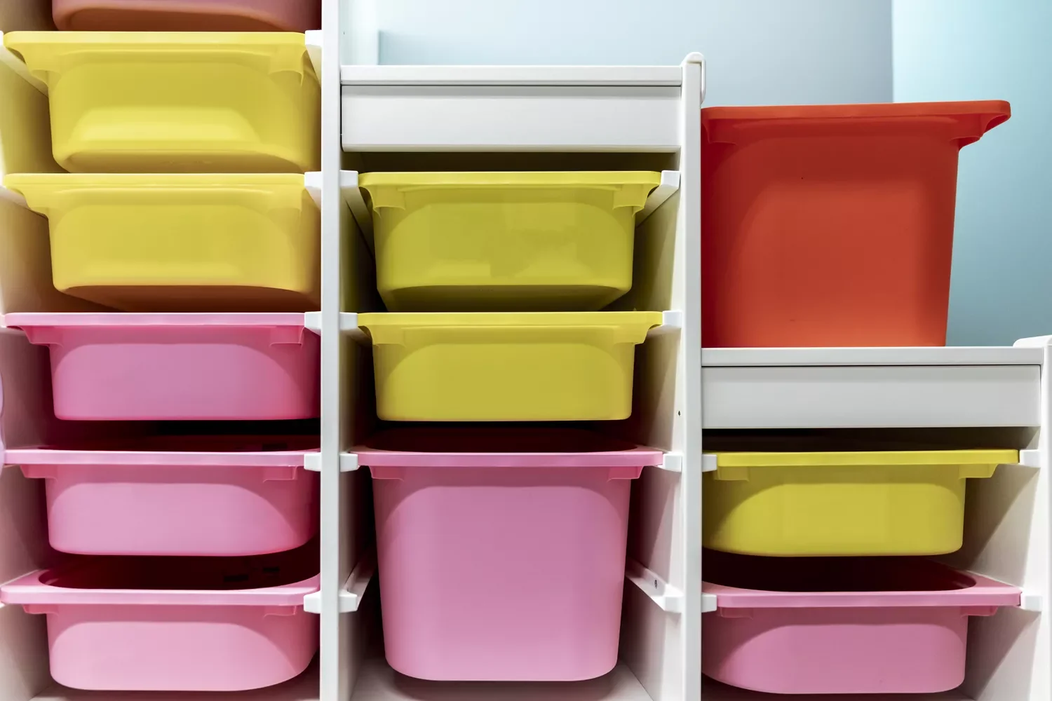 38 Creative LEGO Storage Solutions That'll Transform Your Home's Organization Game Color-Coded Plastic Lego Drawers