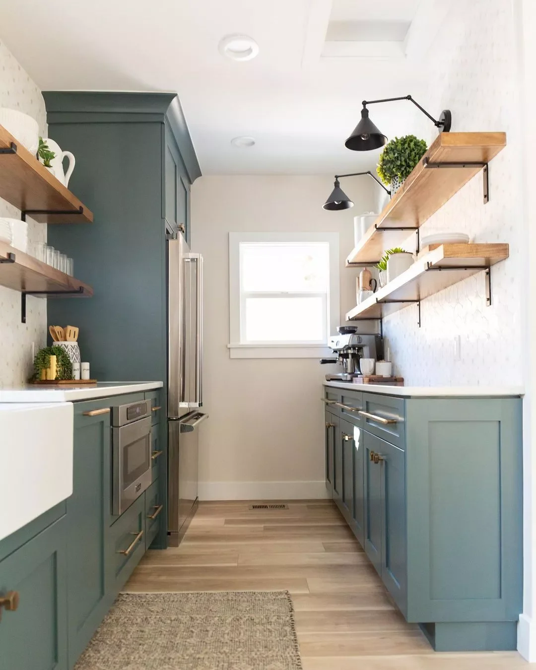 30 Budget-Friendly Small Galley Kitchen Ideas That Actually Work 21 Colored Cabinets