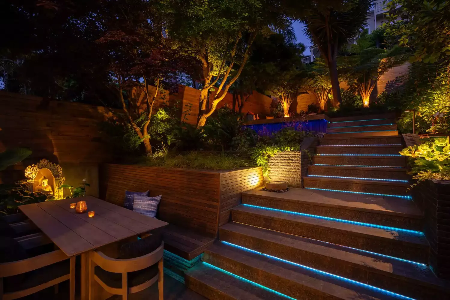 26 Backyard Lighting Ideas That Completely Transform Outdoors Colored LED Lighting