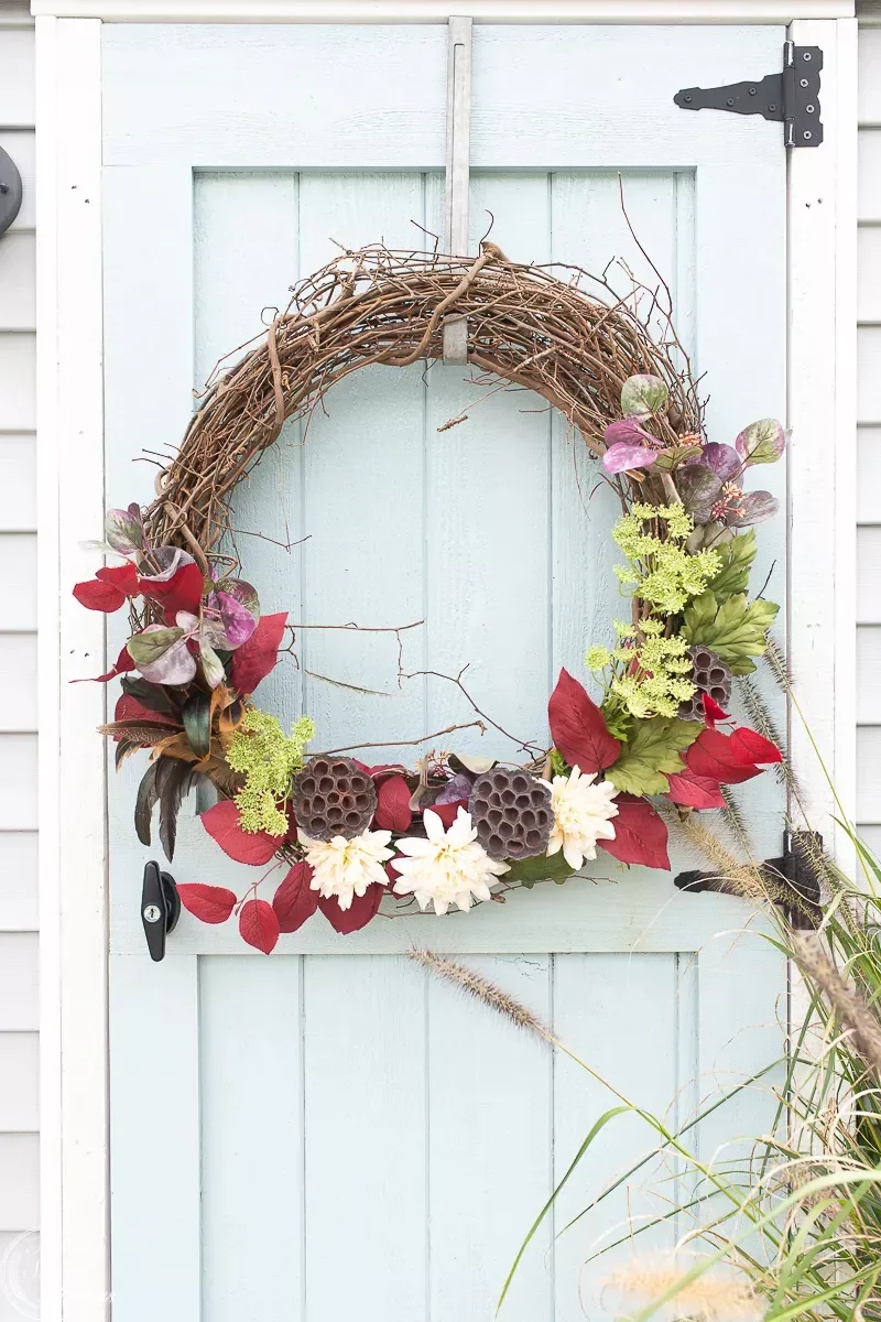 66 Beautiful Fall Wreath DIY Ideas to Welcome Autumn Into Your Home 4 Colorful Grapevine Wreath