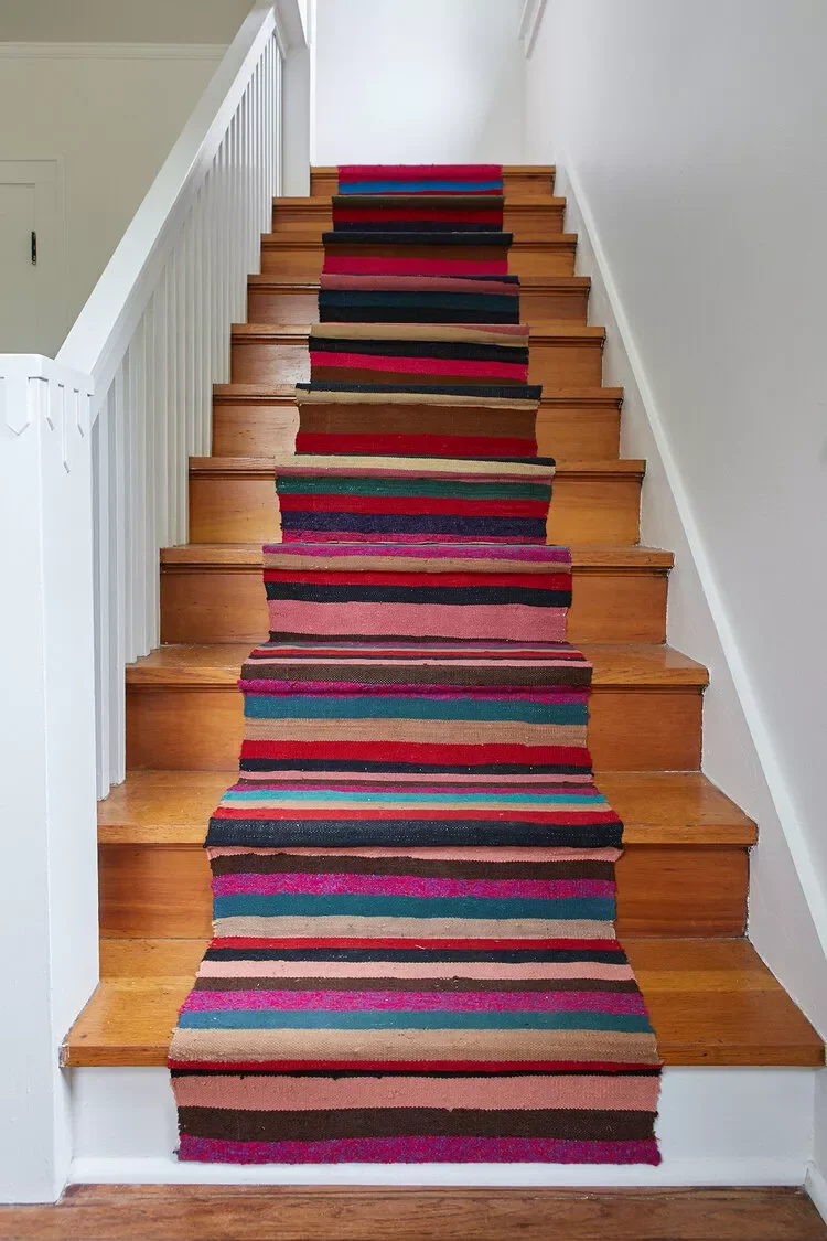 35 Stunning Stair Runner Ideas That Transform Your Home's Style and Comfort 16 Colorful Horizontal Stripes