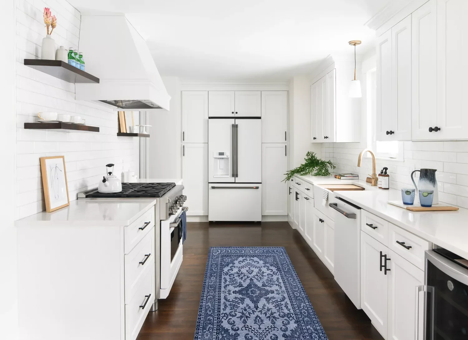 59 Timeless White Kitchen Design Ideas That Never Go Out of Style Colorful Runner Rug