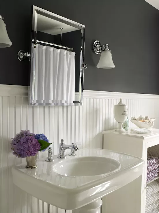 20 Creative Ways to Transform Your Bathroom with Beadboard 11 Combine Black and White