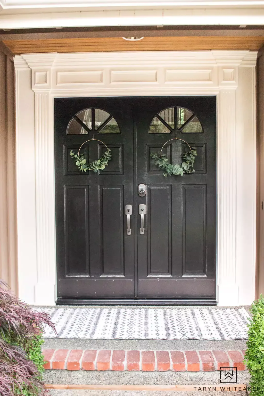 33 Stunning Black Front Door Ideas That Transform Your Home's Entrance Commit to a Black and White Combo