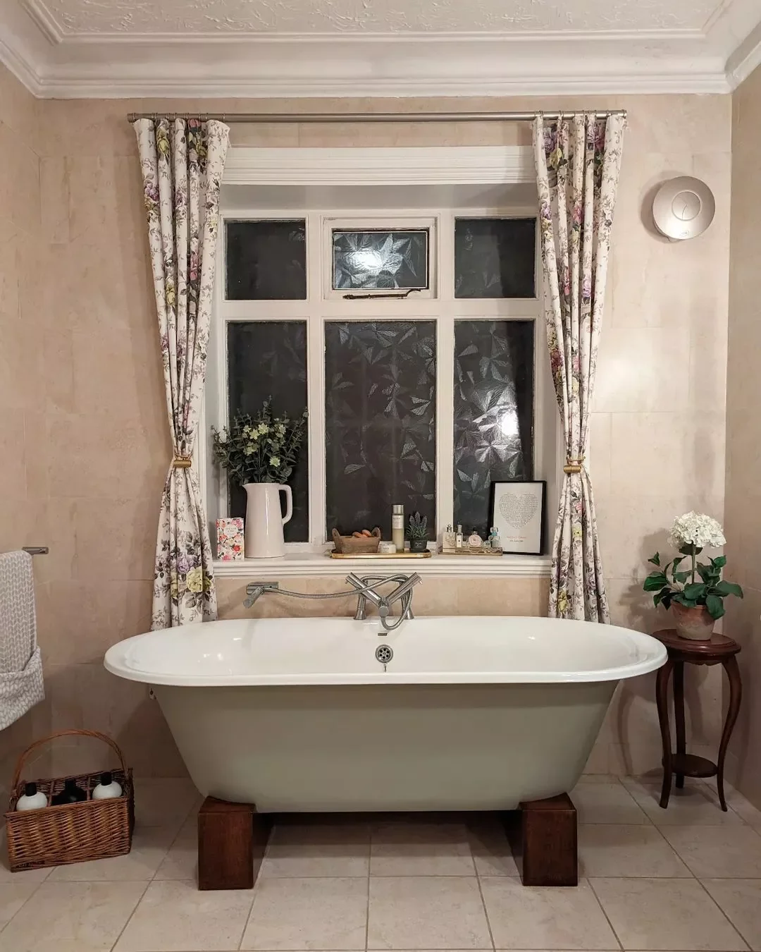 20 Stunning Bathroom Window Treatment Ideas That'll Transform Your Space 3 Complement Floral Curtains With Some Accents