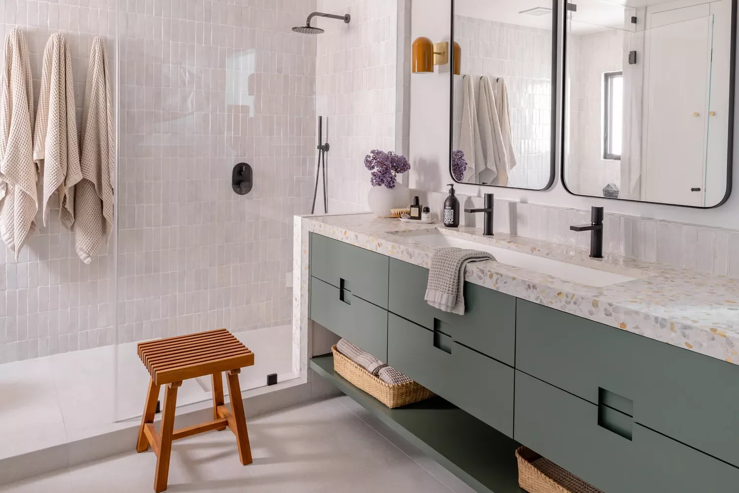 30+ Stunning Bathroom Floor Tile Ideas to Transform Your Space Concrete-Effect Tiles