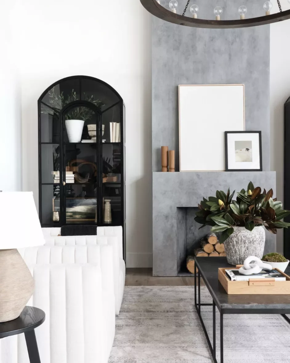 45 Contemporary Living Room Ideas That Create Timeless Style Concrete Fireplace