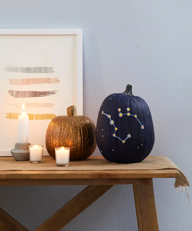 46 Creative Pumpkin Painting Ideas for Fall Home Decor 4 Constellation Pumpkin