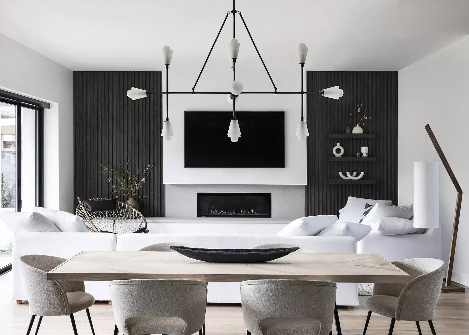 33 Smart Ways to Style Your TV Above the Fireplace Like a Pro 33 Contrast Black and White