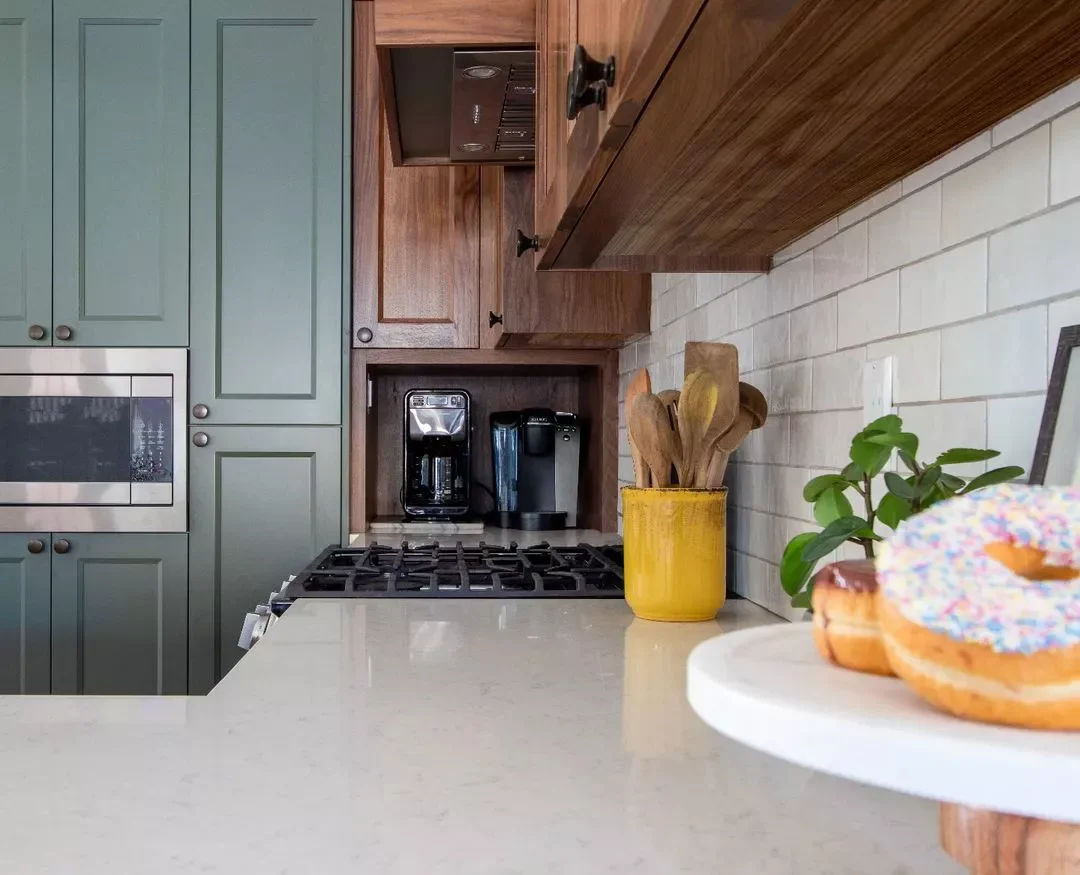 15 Brilliant Appliance Garage Ideas to Organize Your Kitchen in Style 13 Contrast Cabinet Colors