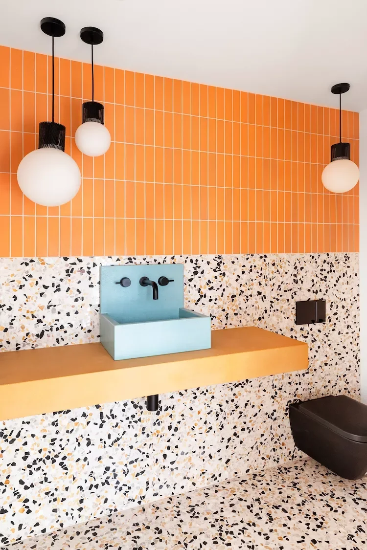 43 Stunning Powder Room Design Ideas to Transform Your Half Bath 5 Contrast Tile Styles