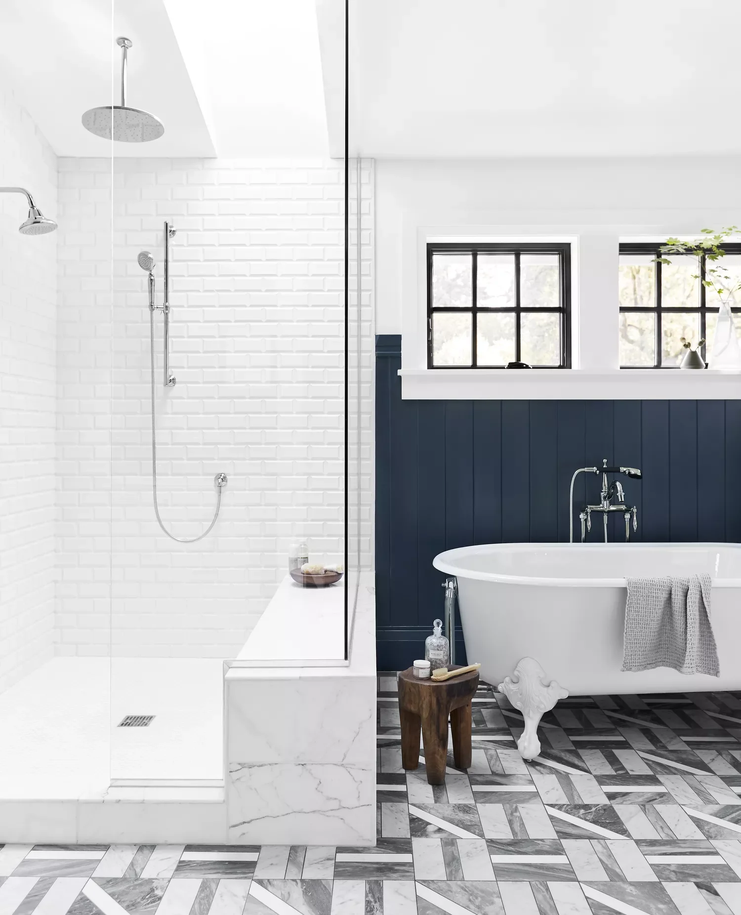 35 Stunning Shower Transformations That Will Elevate Your Bathroom 19 Contrast Tiles and Walls