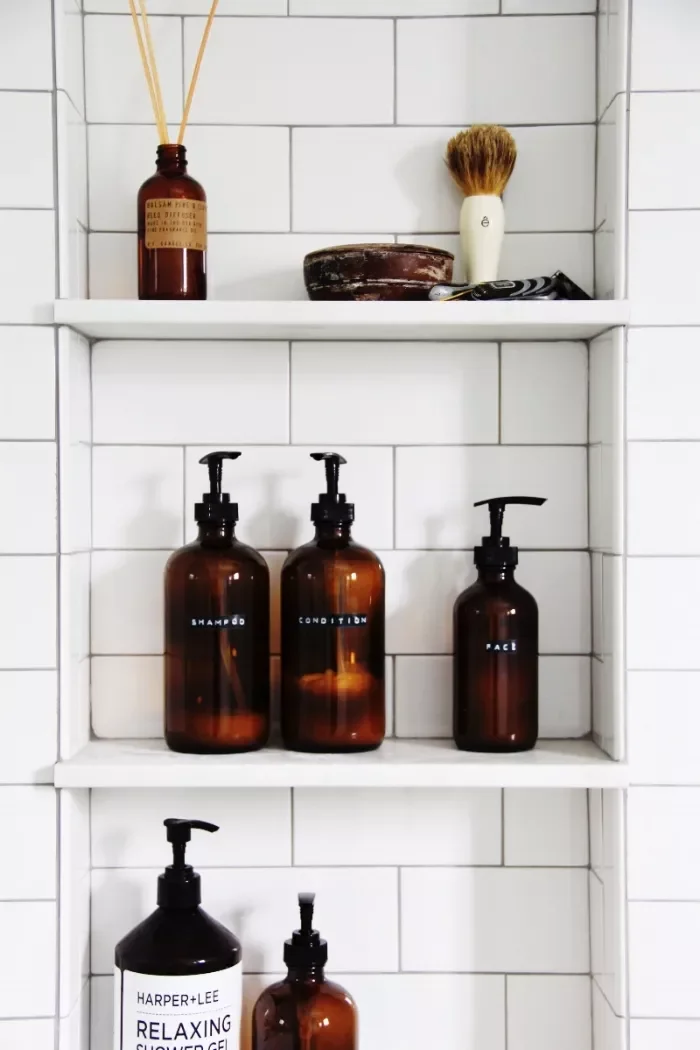 35 Brilliant Bathroom Organization Ideas That Will Transform Your Space Instantly Coordinate Bottles to Cut Down on Clutter