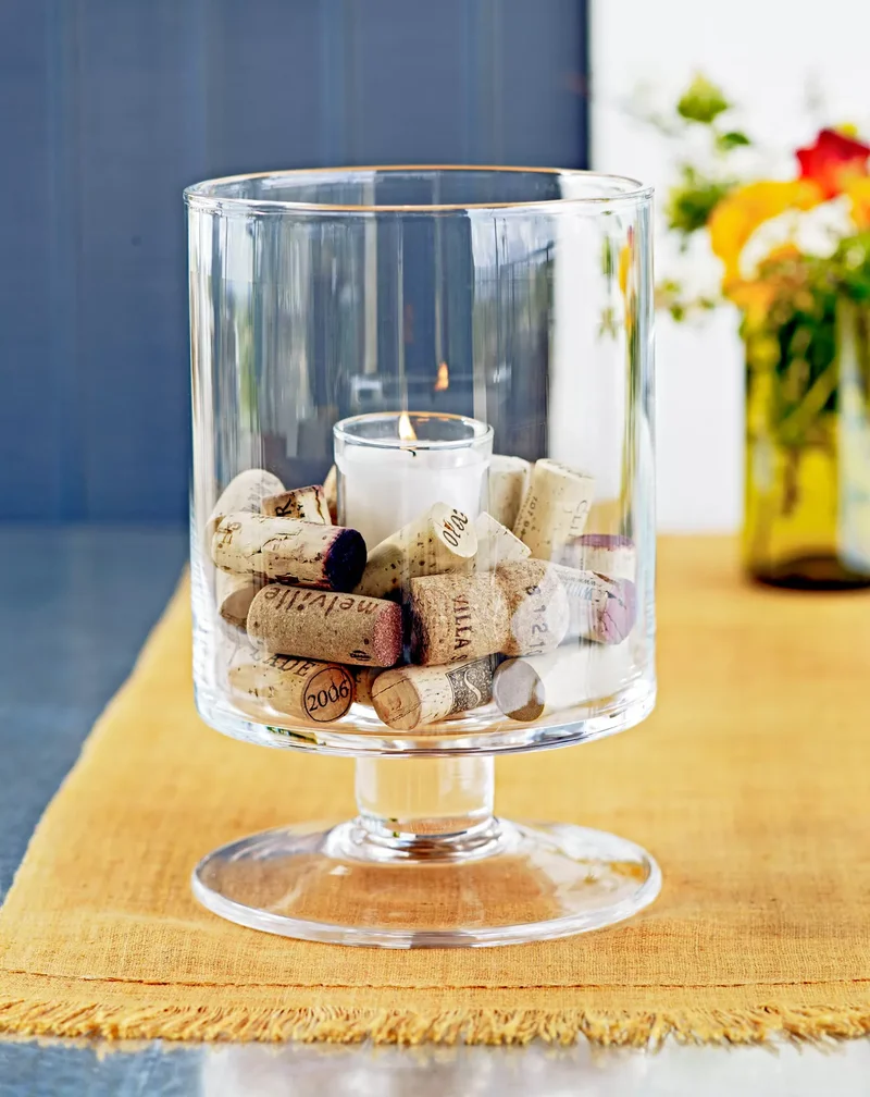 Cork and Candle Table Centerpiece