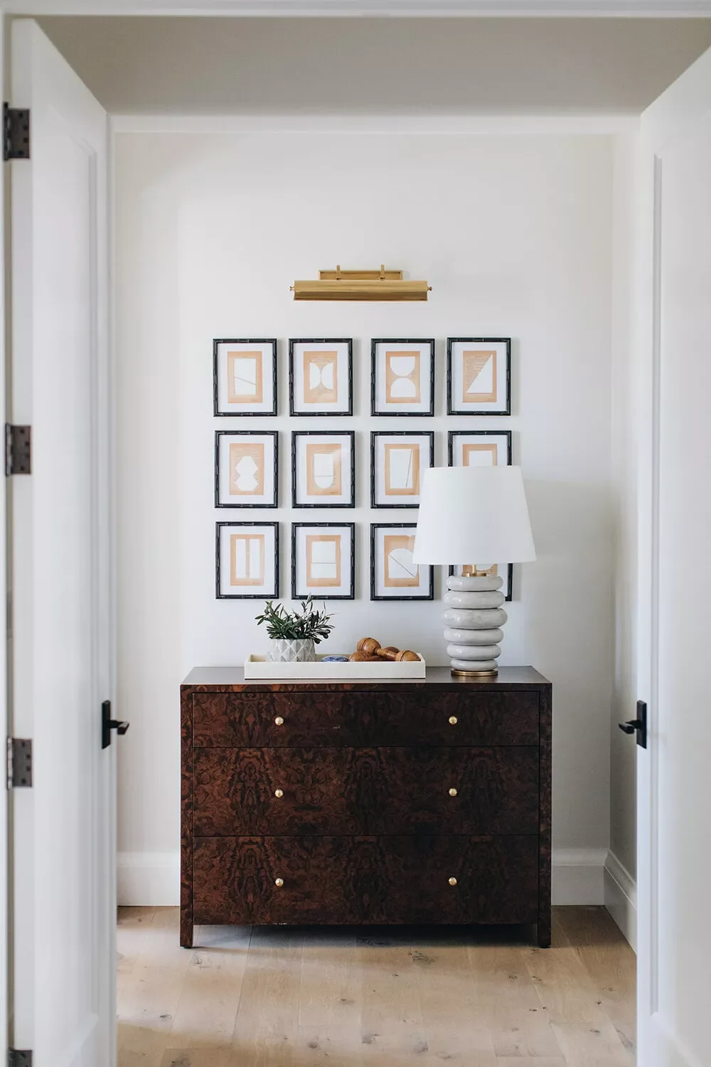 30 Smart Ways to Transform Your Narrow Hallway Into a Stylish Space 14 Corral Items in a Decorative Tray