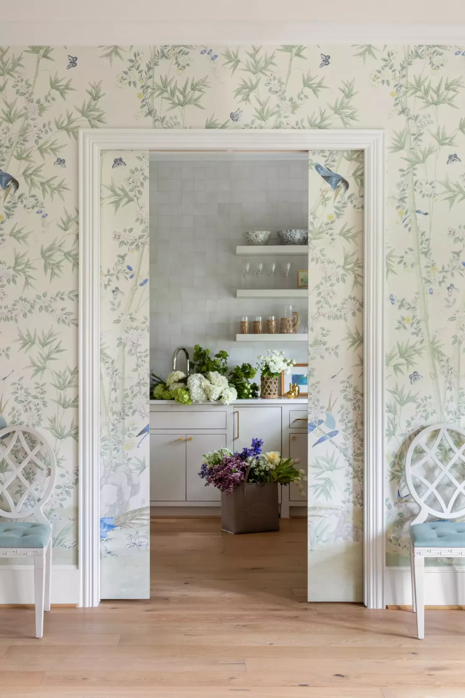 22 Beautiful Ways to Bring Botanical Prints Into Your Home Design 5 Cover a Door in Botanical Print