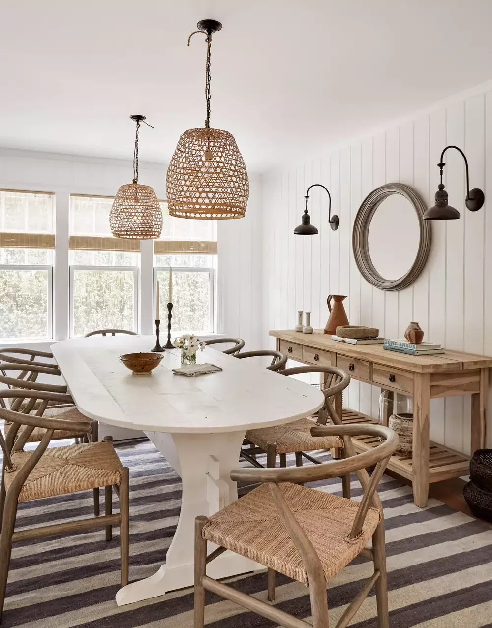 32 Modern Farmhouse Dining Room Ideas That Bring Rustic Warmth to Your Home Cover the Walls in Shiplap