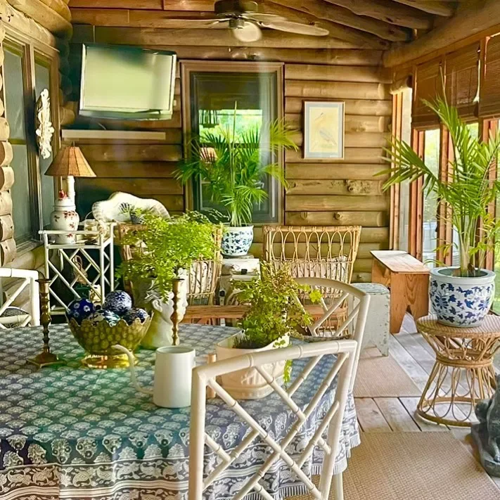 31 Brilliant Small Screened Porch Ideas That Make Every Square Foot Count 11 Cozy Up With a TV Show