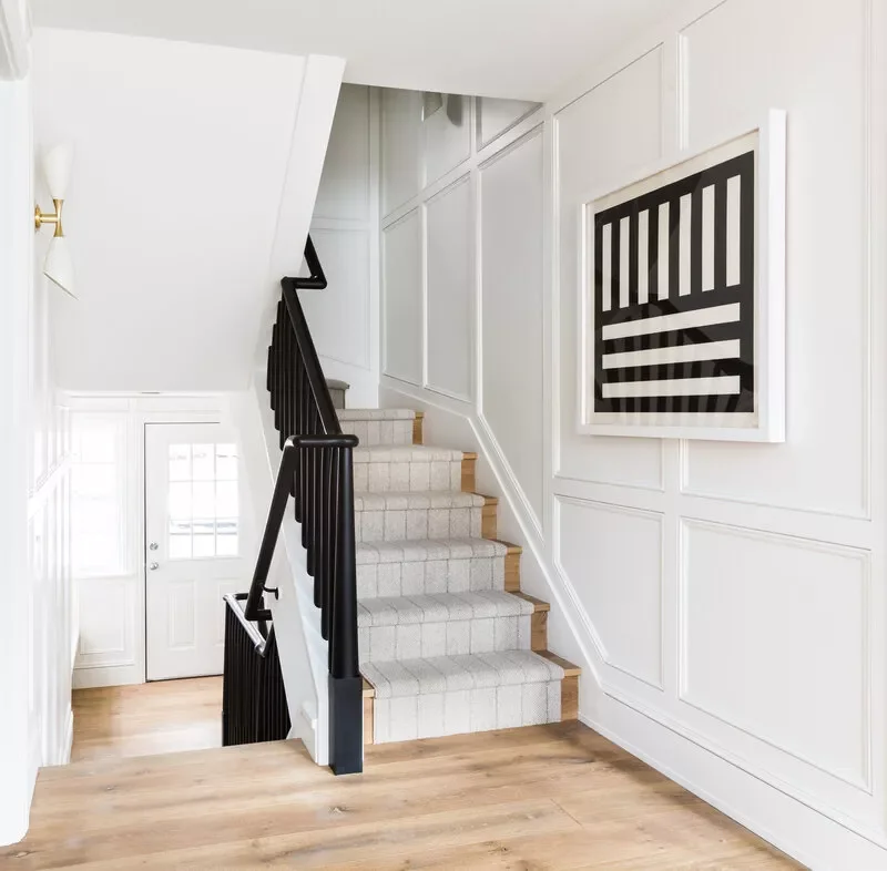 35 Stunning Stair Runner Ideas That Transform Your Home's Style and Comfort 25 Cream Stripe Stair Runner