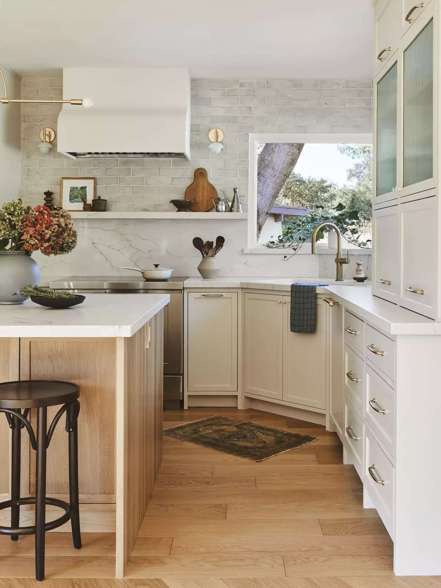 Cream and Wood Cabinets