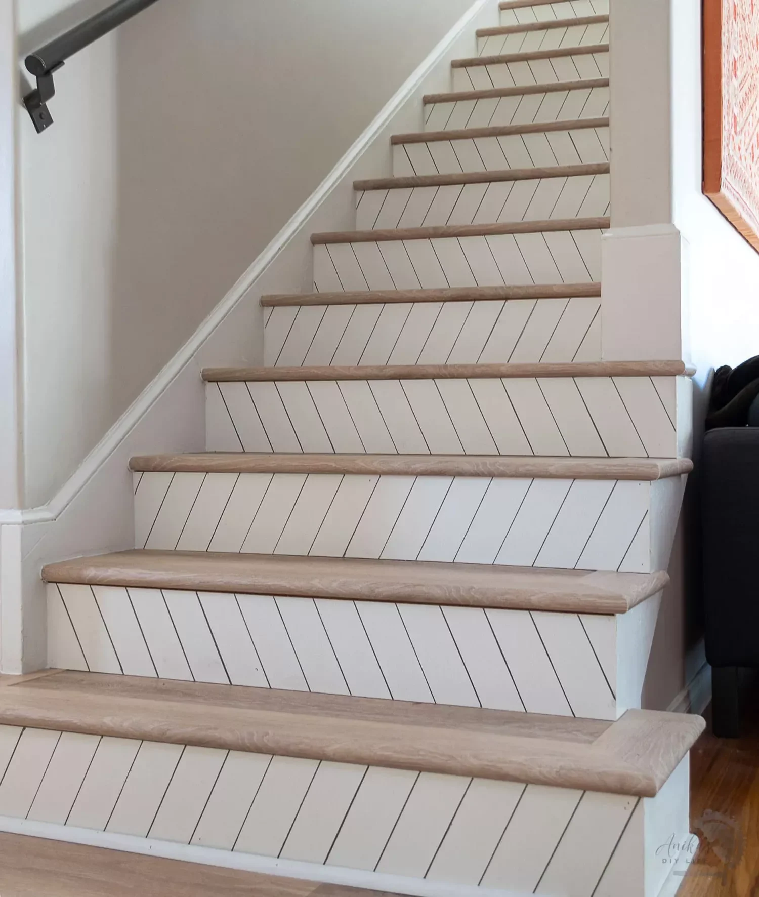 33 Creative Stair Riser Transformations That Will Elevate Your Home 6 Create Chevron