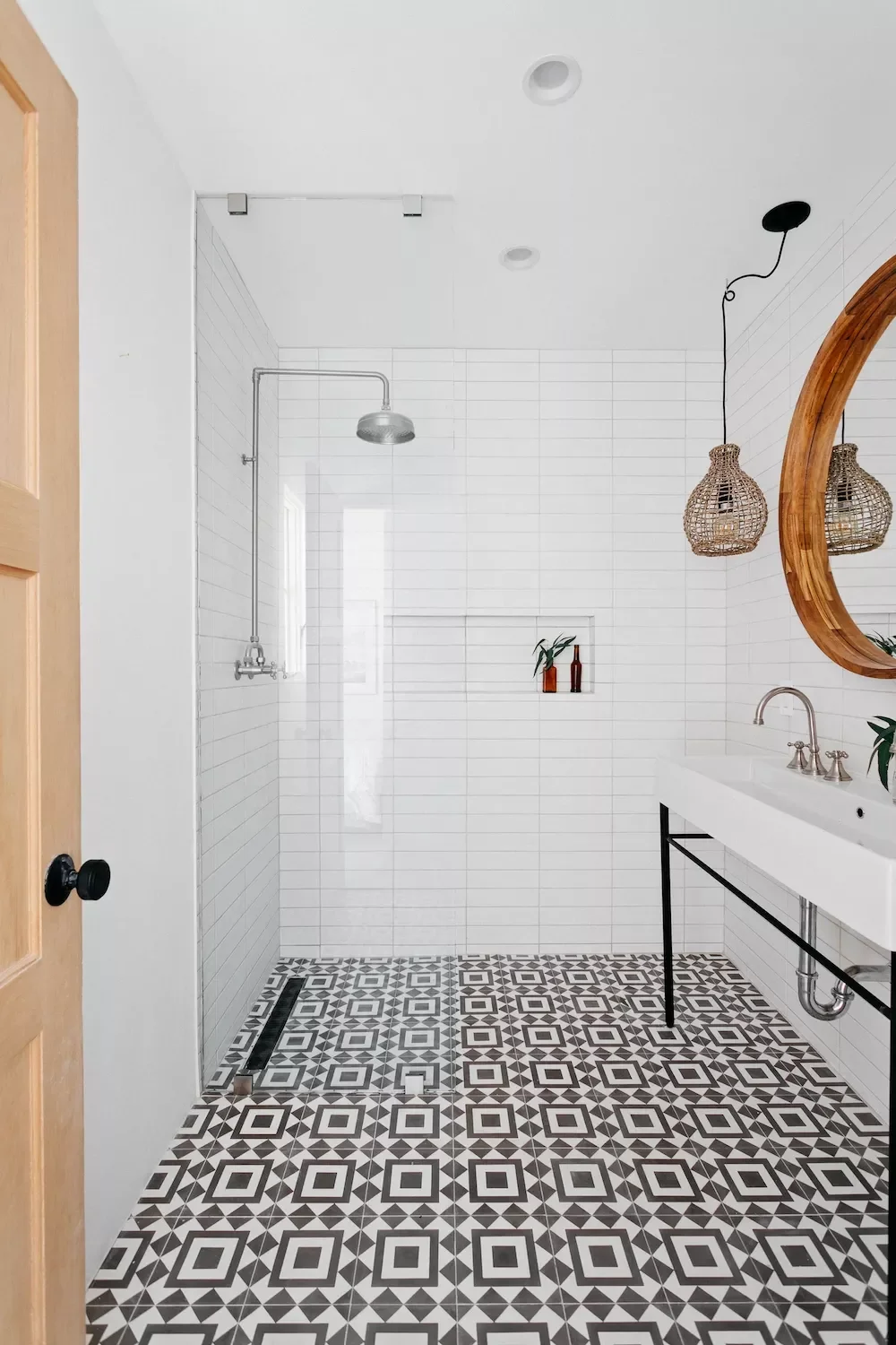 22 Clever Ways to Make Your Narrow Bathroom Feel Spacious and Stylish 18 Create Movement With Tile