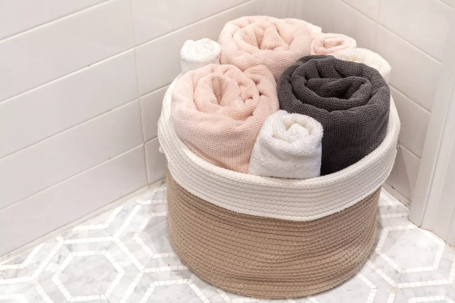 35 Brilliant Bathroom Organization Ideas That Will Transform Your Space Instantly Create Places for Dirty and Clean Towels