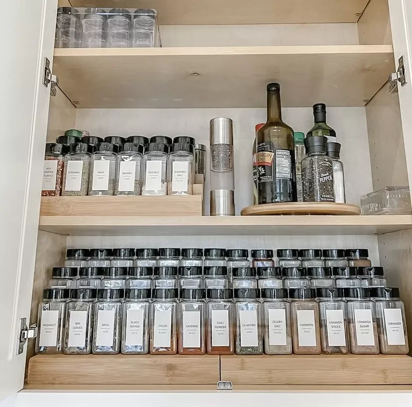 20 Creative Spice Organization Ideas That Will Transform Your Kitchen Create Rising Rows in Your Cabinet