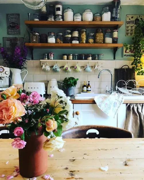 30 Charming Cottagecore Kitchen Design Ideas to Transform Your Space 8 Create a Cozy Tea Station
