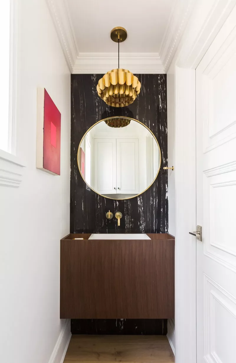 22 Clever Ways to Make Your Narrow Bathroom Feel Spacious and Stylish 8 Create a Mini Accent Wall