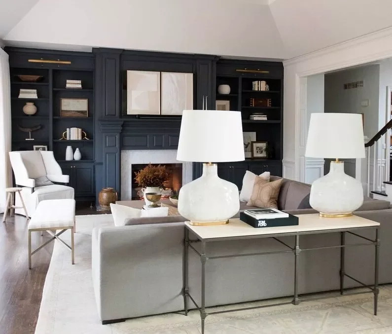 20 Beautiful Living Room Shelving Ideas to Transform Your Space 11 Create a Moody Accent Wall