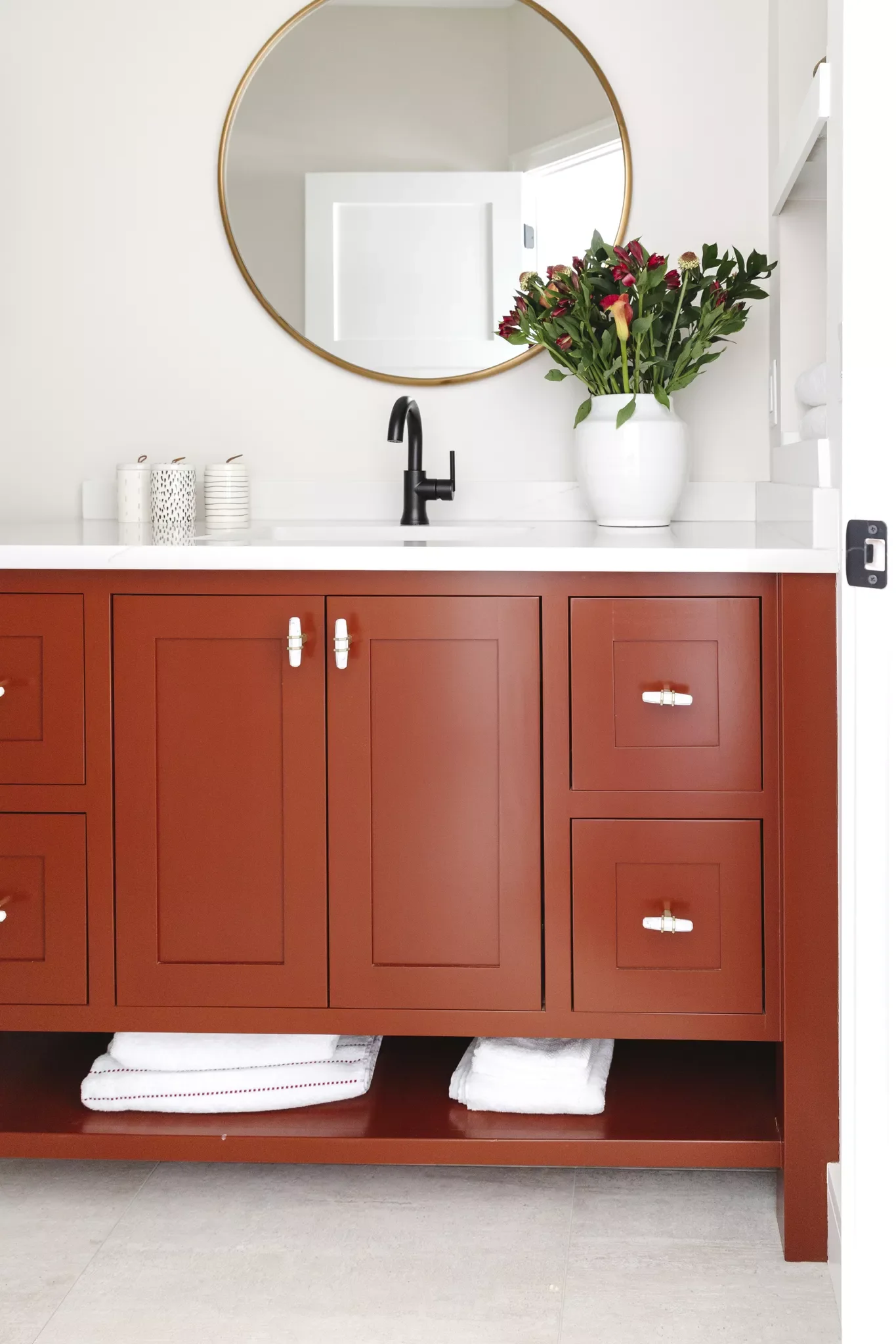 30 Professional Designer Paint Colors That Transform Any Bathroom 13 Crimson Red