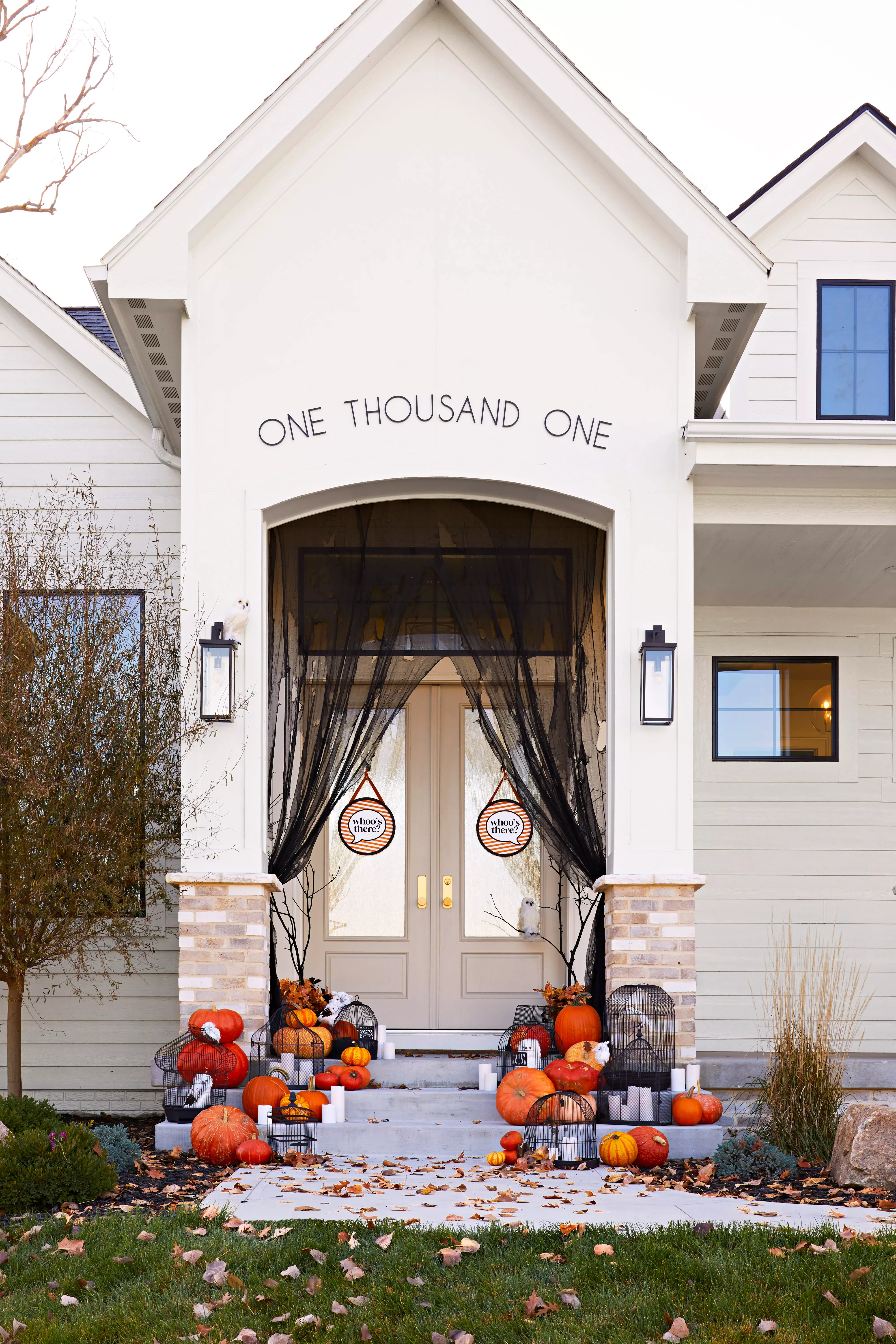 31 Spooky Halloween Front Porch Decorating Ideas for Fall 12 Curtained Front Door