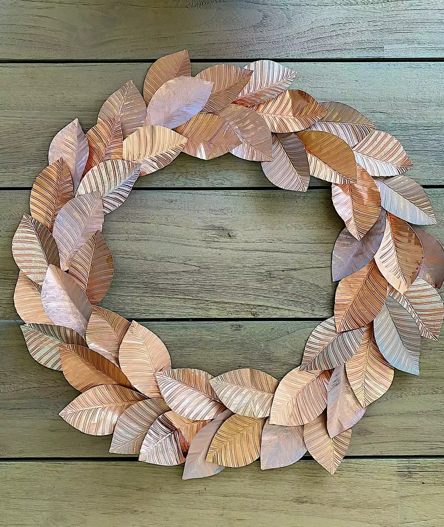 66 Beautiful Fall Wreath DIY Ideas to Welcome Autumn Into Your Home 26 DIY Copper Leaf Wreath