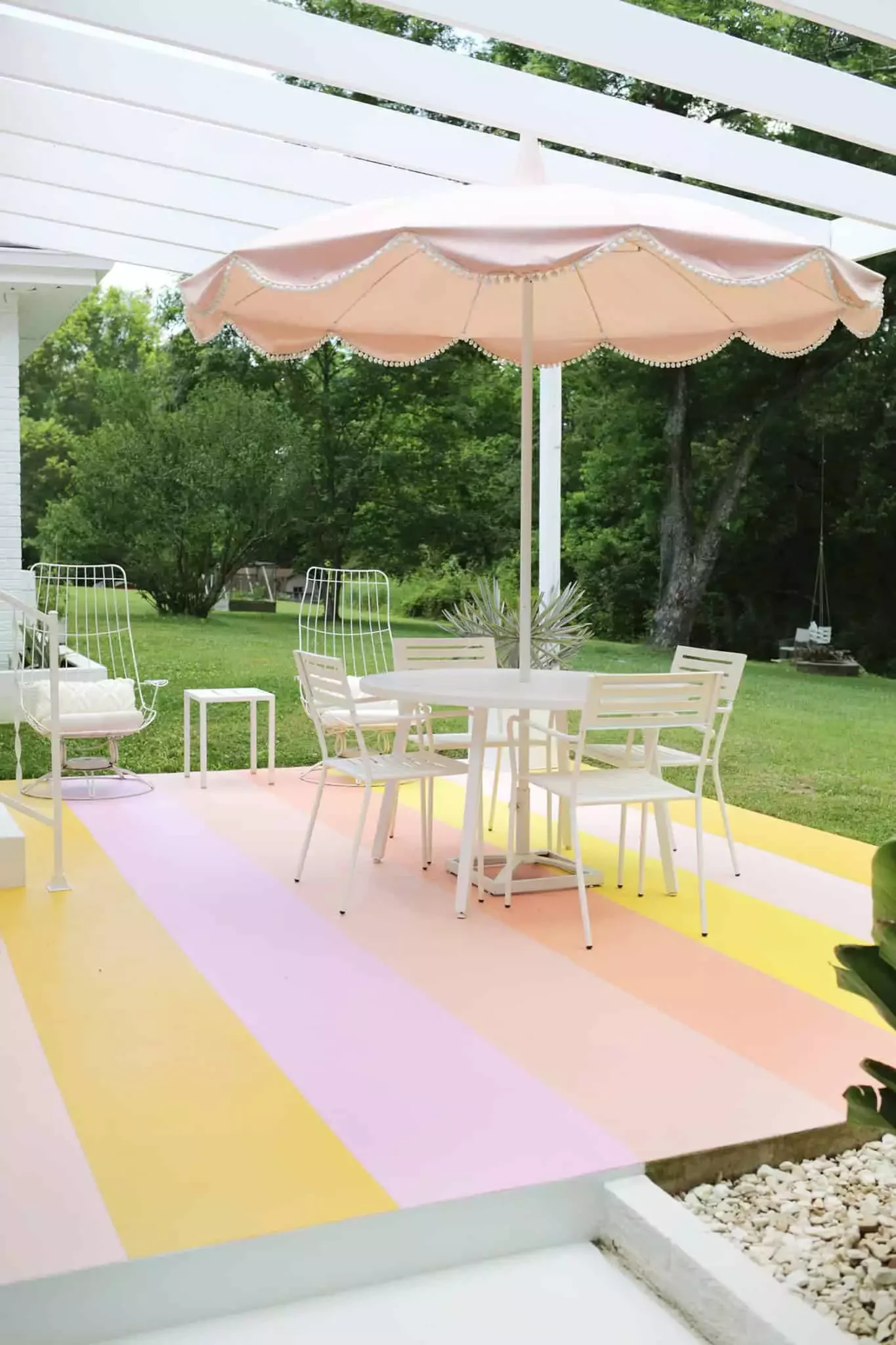 57 Stunning Backyard Transformation Ideas to Create Your Perfect Outdoor Retreat DIY Painted Patio
