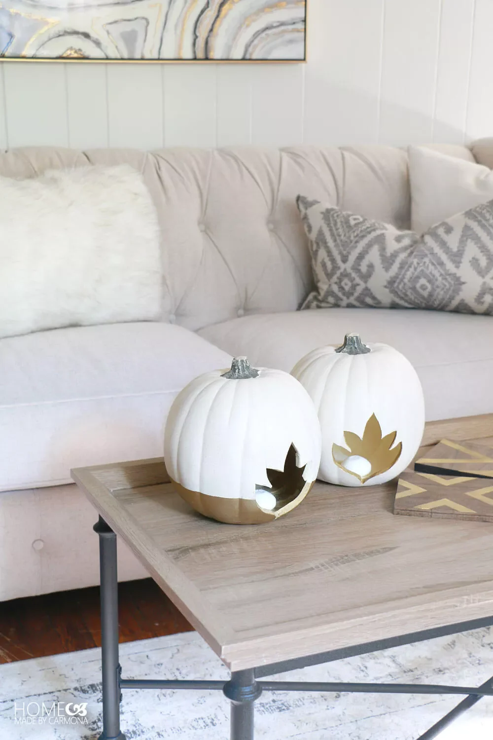 33 Autumn Living Room Ideas That'll Make Your Space Feel Incredibly Cozy 28 DIY Pumpkin Votives