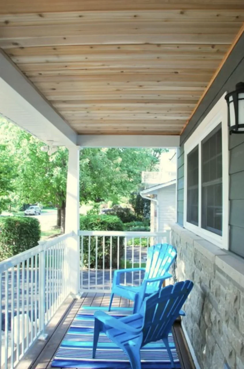 25 Budget-Friendly Porch Ceiling Ideas That'll Transform Your Outdoor Space 18 DIY a Cedar Plank Ceiling